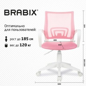 Кресло BRABIX "Fly MG-396W", с подлокотниками, пластик белый, сетка, розовое, 533008 в Лесном - lesnoy.mebel24.online | фото 5