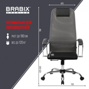 Кресло офисное BRABIX PREMIUM "Ultimate EX-800" хром, плотная двойная сетка Х2, черное/серое, 532912 в Лесном - lesnoy.mebel24.online | фото 3