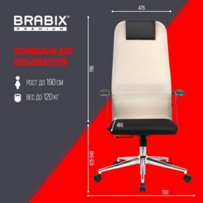 Кресло офисное BRABIX PREMIUM "Ultimate EX-801" хром, плотная двойная сетка Х2, черное/бежевое, 532919 в Лесном - lesnoy.mebel24.online | фото 6