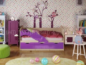 Кровать Дельфин-1 800*1600 (Фиолетовый металлик/дуб крафт белый) в Лесном - lesnoy.mebel24.online | фото