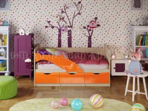 Кровать Дельфин-1 800*1600 (Оранжевый металлик/дуб крафт белый) в Лесном - lesnoy.mebel24.online | фото