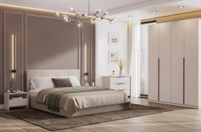 Кровать двойная №4 с основанием (Бежевый) в Лесном - lesnoy.mebel24.online | фото 3