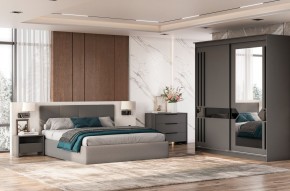 Кровать двойная №4 с основанием (Серый) в Лесном - lesnoy.mebel24.online | фото 3