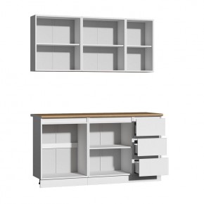 Кухня Хилтон 1.6 м (Белый текстурный/Дуб Вотан) в Лесном - lesnoy.mebel24.online | фото 2