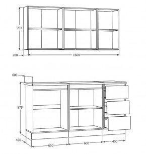 Кухня Хилтон 1.6 м (Белый текстурный/Дуб Вотан) в Лесном - lesnoy.mebel24.online | фото 3
