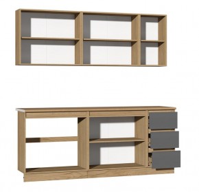 Кухня Хилтон 2.0 м (Дуб Крафт Золотой/Графит/Дуб Вотан) в Лесном - lesnoy.mebel24.online | фото 2