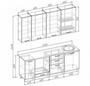 Кухонный гарнитур Антрацит 2200 (Стол. 26мм) в Лесном - lesnoy.mebel24.online | фото 3