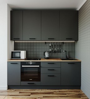 Кухонный гарнитур Антрацит 2200 (Стол. 38мм) в Лесном - lesnoy.mebel24.online | фото