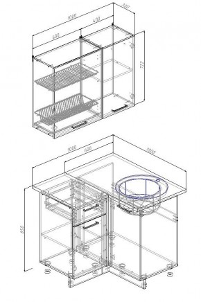 Кухонный гарнитур угловой Антрацит 1000х1000 (Стол. 26мм) в Лесном - lesnoy.mebel24.online | фото 2