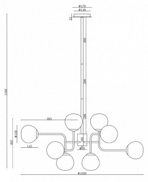 Люстра на штанге Maytoni Erich MOD221-PL-12-N в Лесном - lesnoy.mebel24.online | фото 3