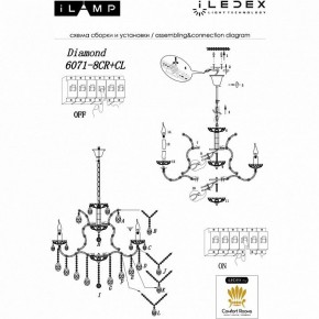 Подвесная люстра iLamp Diamond 6071-8 CR+CL в Лесном - lesnoy.mebel24.online | фото 2