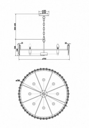 Подвесной светильник Maytoni Puntes MOD043PL-08CH в Лесном - lesnoy.mebel24.online | фото 4