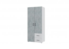 Шкаф 2-х створчатый с ящиками VICTOR (Белый-Бетон) в Лесном - lesnoy.mebel24.online | фото