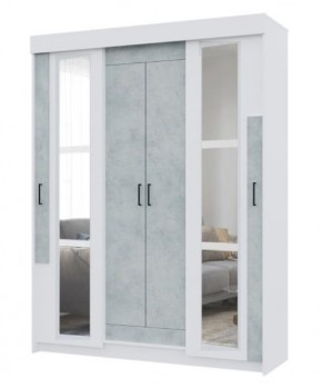 Шкаф-купе с зеркалами VICTOR (Белый-Бетон) в Лесном - lesnoy.mebel24.online | фото