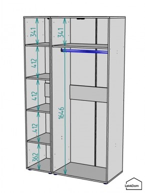 Шкаф Linnea MHR-3-1 2050х1200х510 (ДВ-М 11.1.25) в Лесном - lesnoy.mebel24.online | фото 3