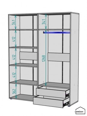 Шкаф Linnea MHR-4-2 2050х1600х510 (ДВ-М 11.1.25) в Лесном - lesnoy.mebel24.online | фото 3
