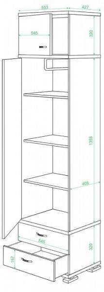 Шкаф платяной Домино КС-10 в Лесном - lesnoy.mebel24.online | фото 2