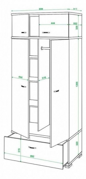 Шкаф платяной Домино КС-20 в Лесном - lesnoy.mebel24.online | фото 3