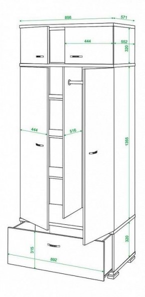 Шкаф платяной Домино КС-20 в Лесном - lesnoy.mebel24.online | фото 3