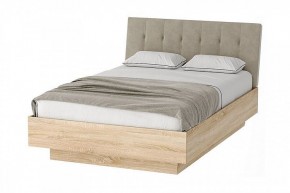 СОНАТА КРС-1400 Кровать с ПМ (дуб сонома/велюр бежевый) в Лесном - lesnoy.mebel24.online | фото