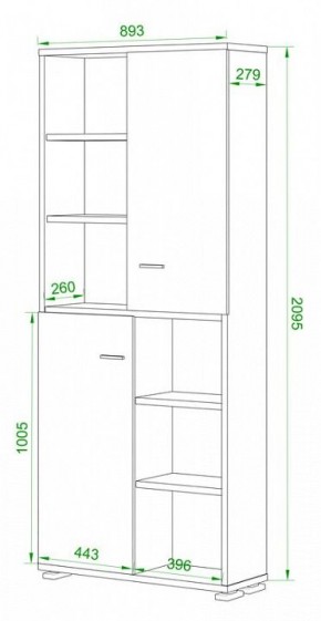 Стеллаж комбинированный Домино нельсон ПУ-30-2 в Лесном - lesnoy.mebel24.online | фото 2