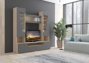 Стенка АНТАЛИЯ 2 (Сонома/Графит софт) в Лесном - lesnoy.mebel24.online | фото 3