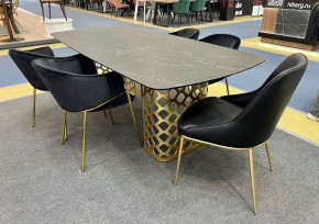 Стол CHIAVARI 220 KL-116 Черный мрамор матовый, итальянская керамика / бронзовый, ®DISAUR в Лесном - lesnoy.mebel24.online | фото 2