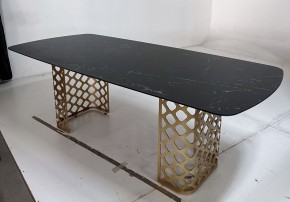 Стол CHIAVARI 220 KL-116 Черный мрамор матовый, итальянская керамика / бронзовый, ®DISAUR в Лесном - lesnoy.mebel24.online | фото 4