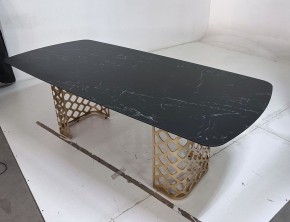 Стол CHIAVARI 220 KL-116 Черный мрамор матовый, итальянская керамика / бронзовый, ®DISAUR в Лесном - lesnoy.mebel24.online | фото 6