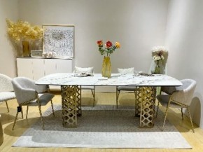 Стол CHIAVARI 220 KL-188 Контрастный мрамор матовый, итальянская керамика / Шампань, ®DISAUR в Лесном - lesnoy.mebel24.online | фото 2
