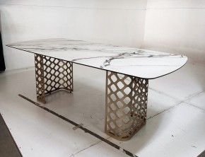 Стол CHIAVARI 220 KL-188 Контрастный мрамор матовый, итальянская керамика / Шампань, ®DISAUR в Лесном - lesnoy.mebel24.online | фото 6