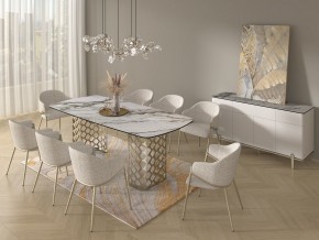 Стол CHIAVARI 220 KL-188 Контрастный мрамор матовый, итальянская керамика / Шампань, ®DISAUR в Лесном - lesnoy.mebel24.online | фото 9