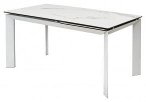 Стол CREMONA 140 HIGH GLOSS STATUARIO Белый мрамор глянцевый, керамика/ белый каркас, ®DISAUR в Лесном - lesnoy.mebel24.online | фото 1