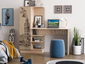 Стол компьютерный №1 (УПКФ) дуб беленый с фотопечатью в Лесном - lesnoy.mebel24.online | фото
