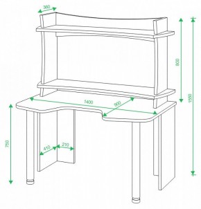 Стол компьютерный Домино Lite СКЛ-Игр140+НКИЛ140ВЛ в Лесном - lesnoy.mebel24.online | фото 2
