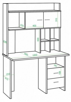 Стол компьютерный Домино lite СКЛ-Прям120+НКЛХ-120 в Лесном - lesnoy.mebel24.online | фото 2