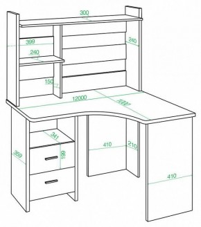 Стол компьютерный Домино Lite СКЛ-Угл120+НКЛХ-120 в Лесном - lesnoy.mebel24.online | фото 2