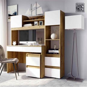 Стол компьютерный Селфи (ПН-17/ПС-5/ТБ-22) крафт/белый в Лесном - lesnoy.mebel24.online | фото