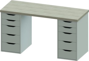 Стол письменный Ингар 2/55 140x75x55, дуб беленый/белый в Лесном - lesnoy.mebel24.online | фото 2