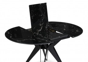 Стол стеклянный Рикла 110(150)х110х76 черный мрамор / черный в Лесном - lesnoy.mebel24.online | фото 4