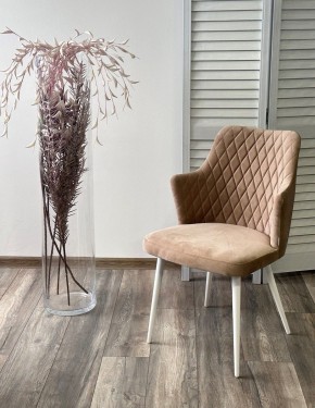 Стул HERMAN 360 град. БЕЖЕВЫЙ #5, велюр / белый каркас М-City в Лесном - lesnoy.mebel24.online | фото 3