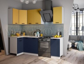 ТЕХНО Кухонный гарнитур угловой 1,8х1,1 м Компоновка №6 (Горчица софт/Ультрамарин софт) в Лесном - lesnoy.mebel24.online | фото