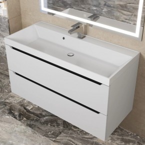 Тумба под раковину Uperwood Tanos 100 см, подвесная, белая/графит в Лесном - lesnoy.mebel24.online | фото 10
