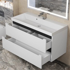 Тумба под раковину Uperwood Tanos 100 см, подвесная, белая/графит в Лесном - lesnoy.mebel24.online | фото 9