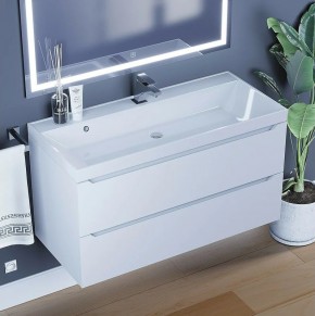 Тумба под раковину Uperwood Tanos 100 см, подвесная, белая матовая в Лесном - lesnoy.mebel24.online | фото 10