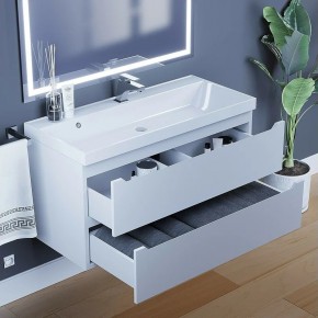 Тумба под раковину Uperwood Tanos 100 см, подвесная, белая матовая в Лесном - lesnoy.mebel24.online | фото 9