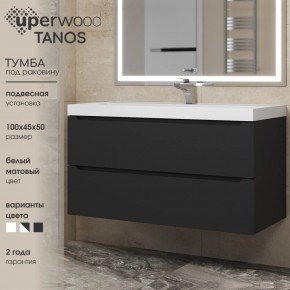 Тумба под раковину Uperwood Tanos 100 см, подвесная, черная матовая в Лесном - lesnoy.mebel24.online | фото 3