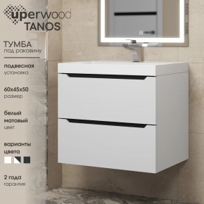 Тумба под раковину Uperwood Tanos 60 см, подвесная, белая/графит в Лесном - lesnoy.mebel24.online | фото 3