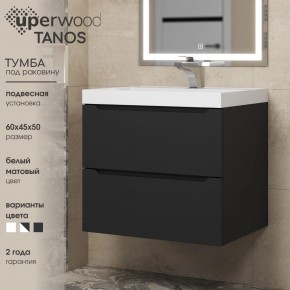 Тумба под раковину Uperwood Tanos 60 см, подвесная, черная матовая в Лесном - lesnoy.mebel24.online | фото 3
