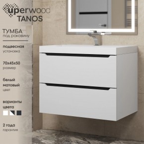 Тумба под раковину Uperwood Tanos 70 см, подвесная, белая/графит в Лесном - lesnoy.mebel24.online | фото 3